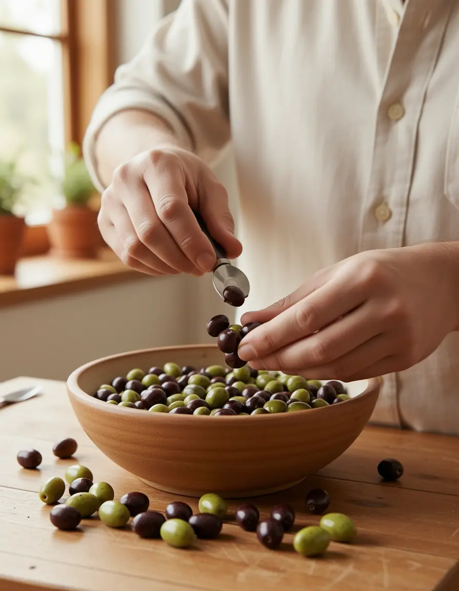 Olive Pitter Tool entfernt Steine aus Oliven für Salate der Levante Küche
