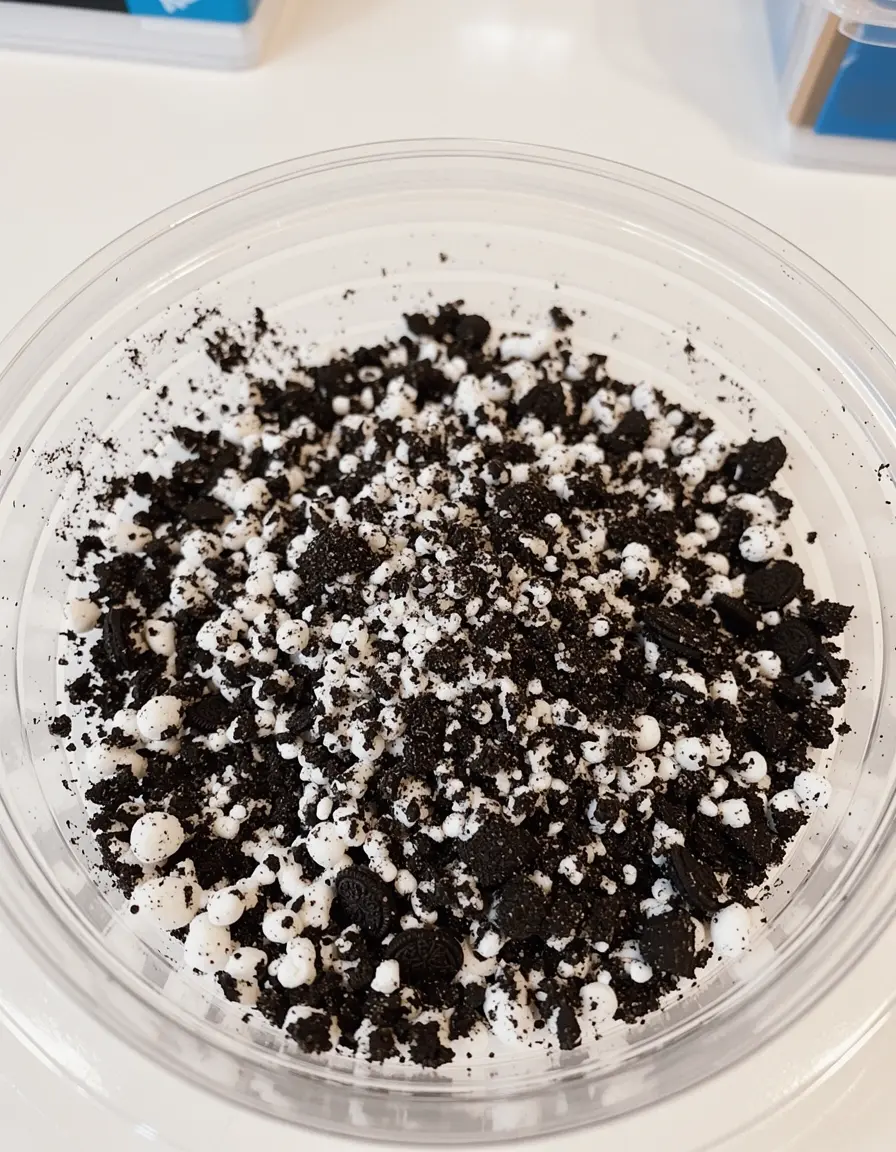 Essbare Erde Streusel aus Oreo Krümeln