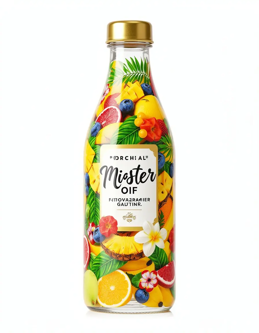 Paradise Flavor Extract bottle with tropical fruits for baking