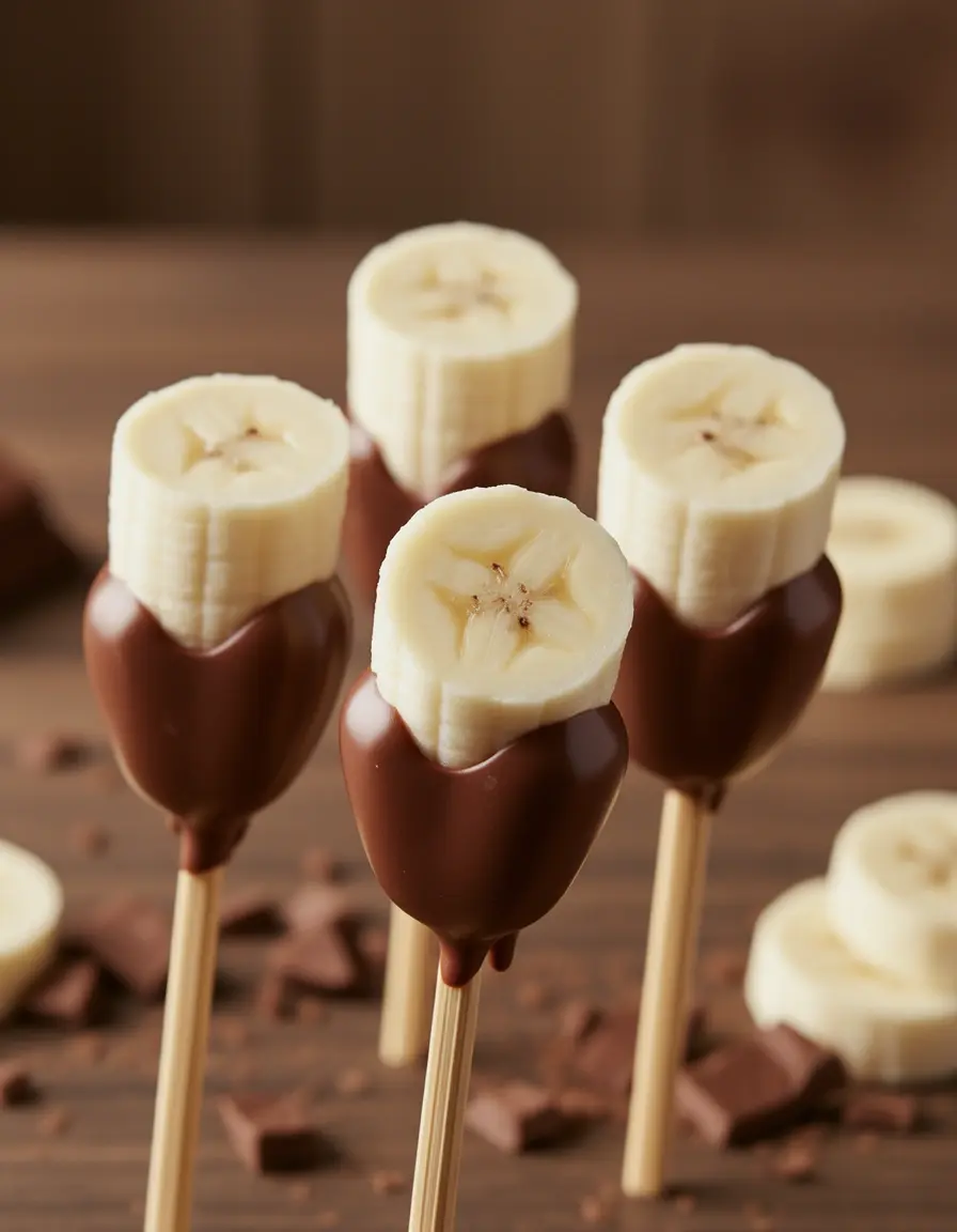 Holzspieße für Schoko-Bananen-Desserts