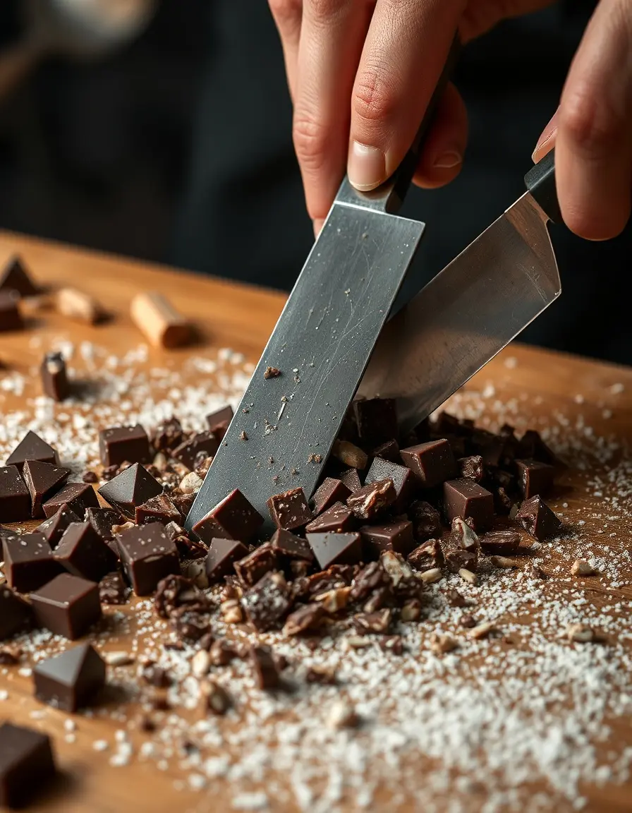Chip Chopper Knife hackt Schokolade für Stracciatella Kuchen