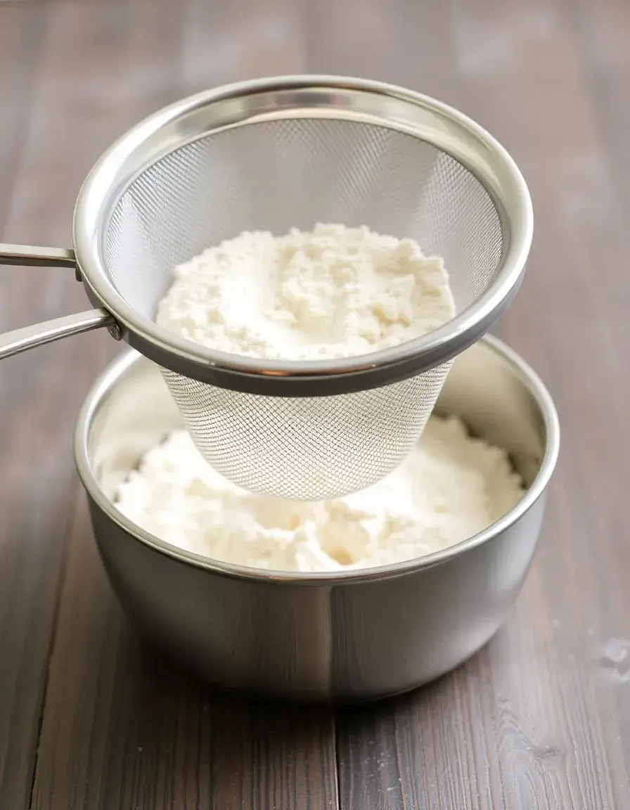 Feinmaschiges Mehlsieb aus Edelstahl für glutenfreies Mehl beim Backen