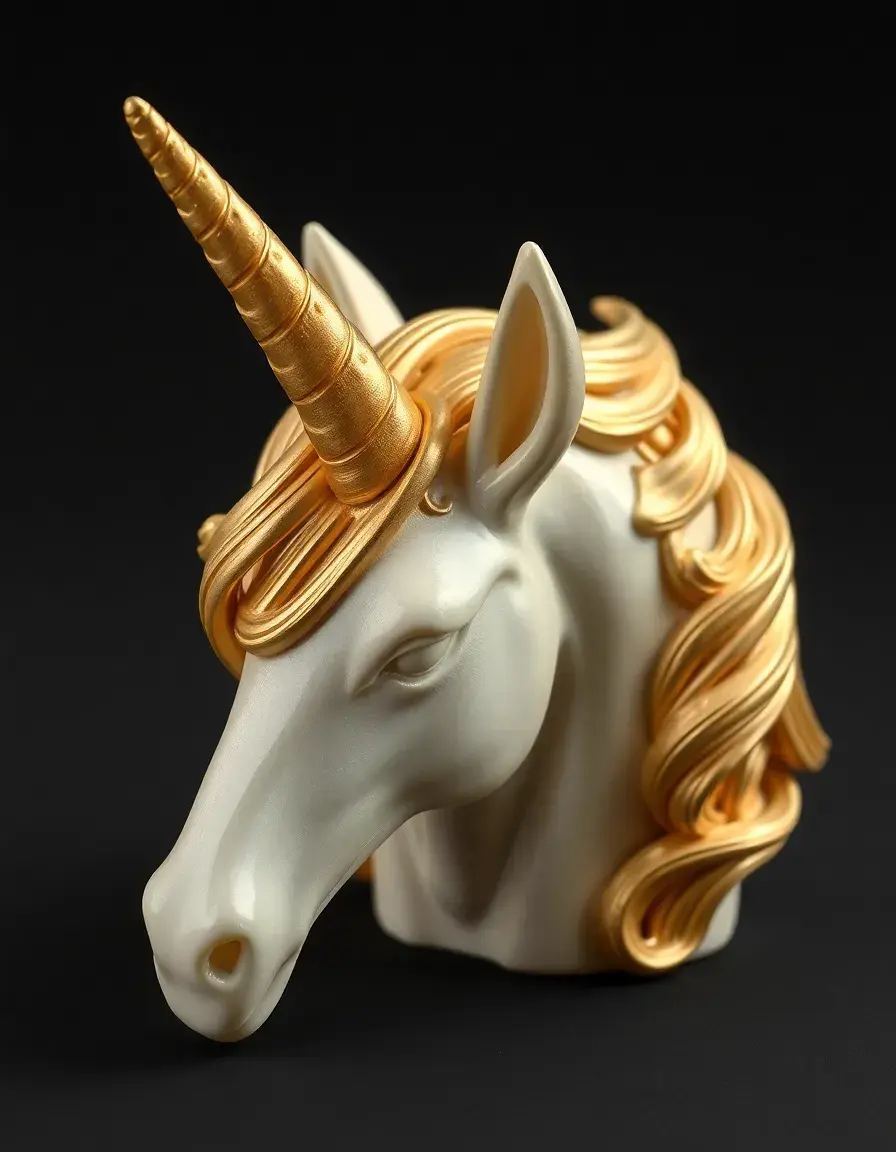 Silikonform für ein fotorealistisches goldenes Einhorn-Horn