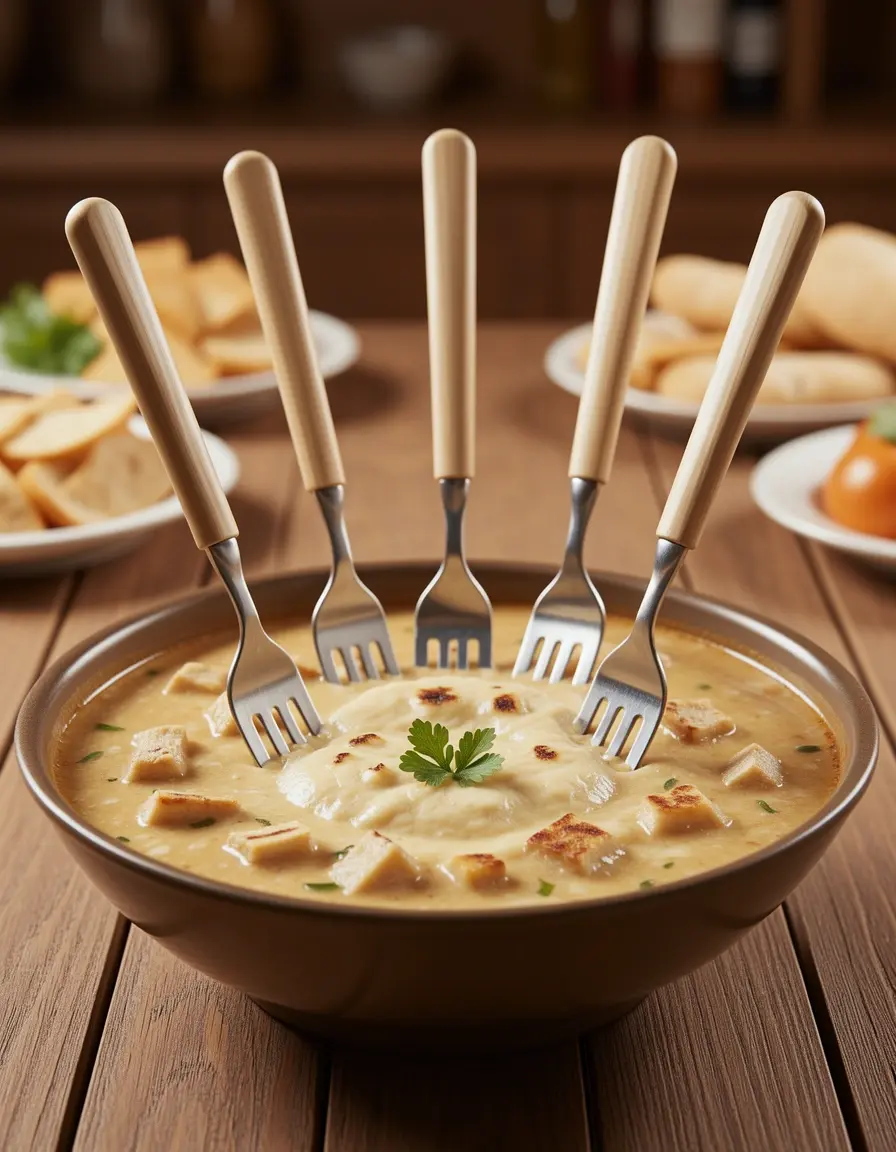 Lange Käsefondue-Gabeln mit Holzgriff