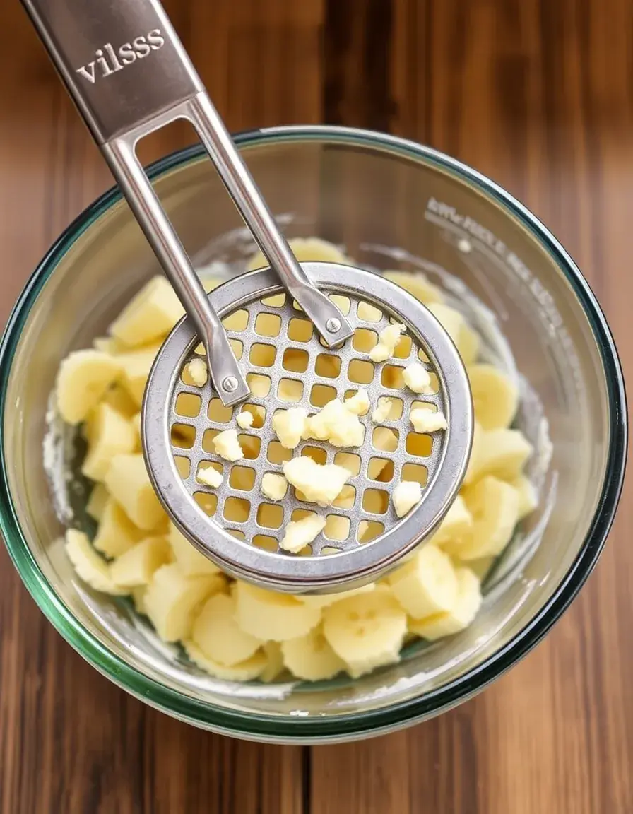 Hochwertiger Bananenstampfer aus Edelstahl für eifreie Teige