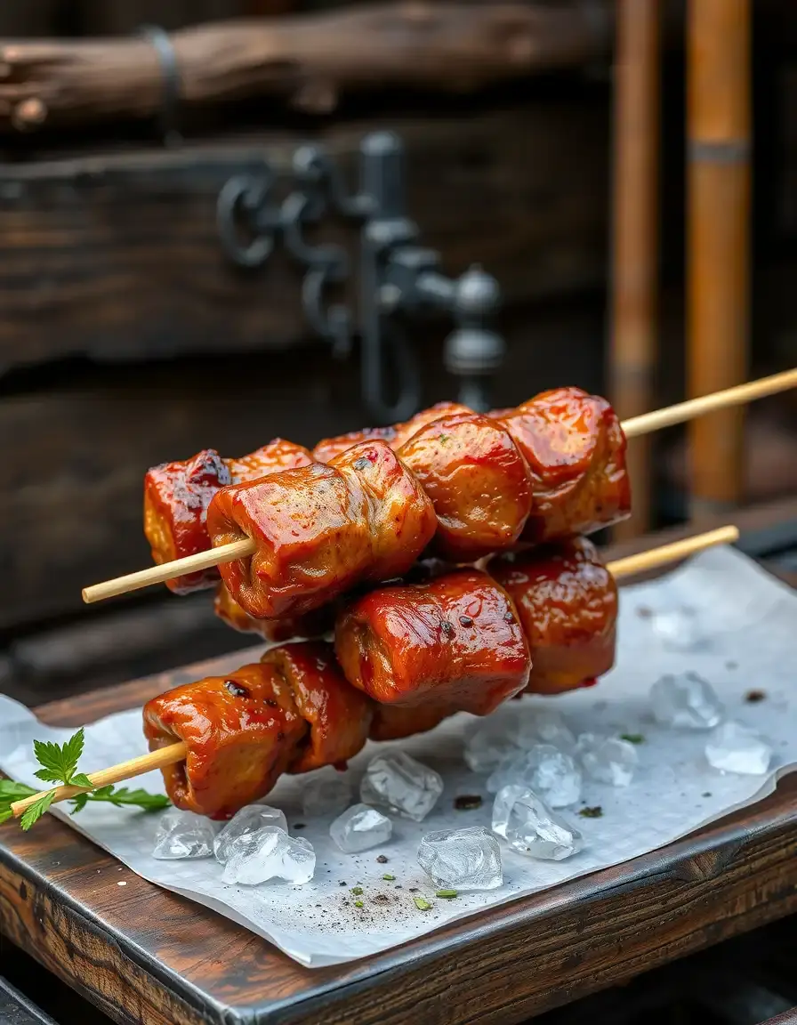 Souvlaki Skewer Set aus Bambus für authentisches griechisches Grillen