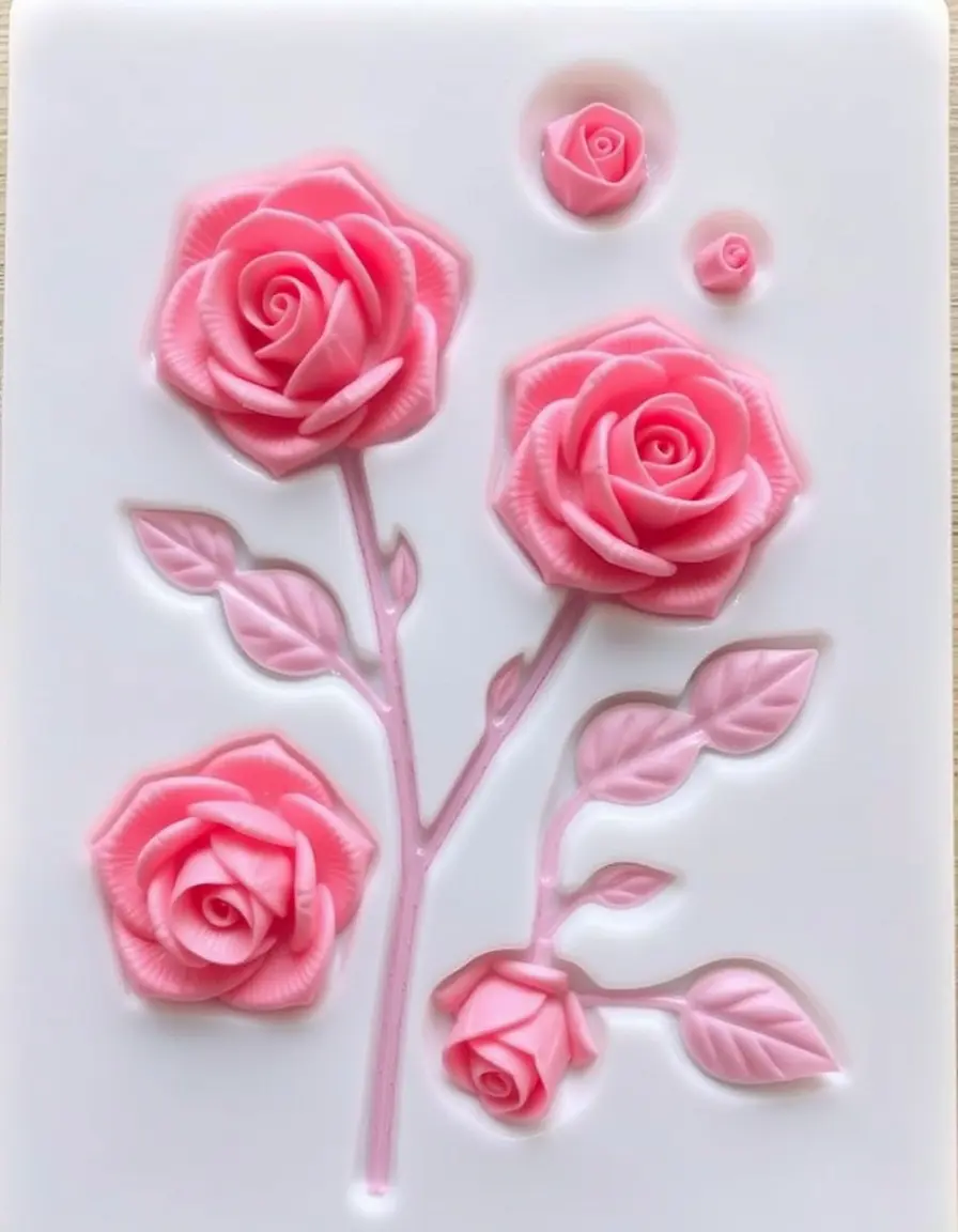 Rosa Silikonform in Rosenoptik für detaillierte Kuchendekoration