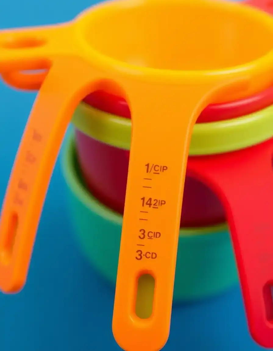 Buntes Messbecher Set für präzises Backen von Joghurt Kuchen