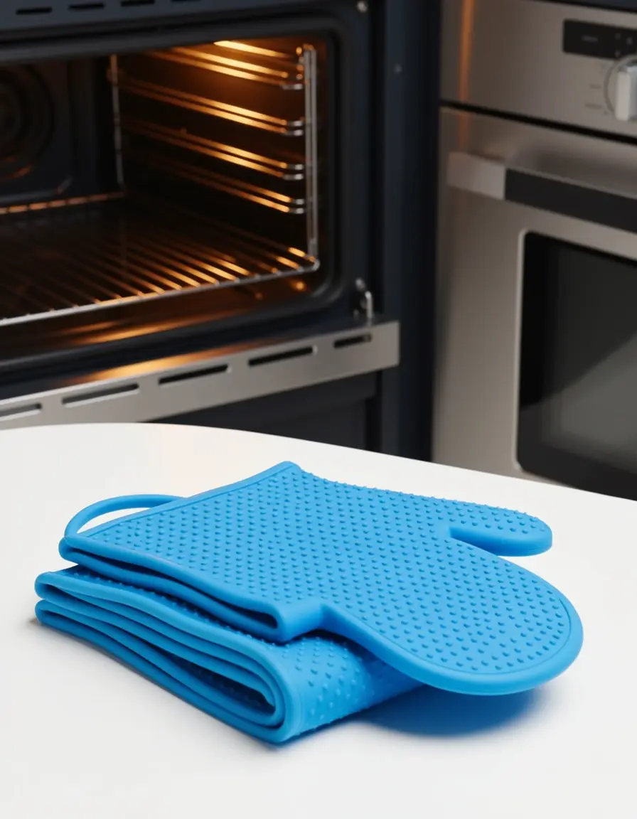 Blaue Silikon Ofenhandschuhe für sicheres Backen