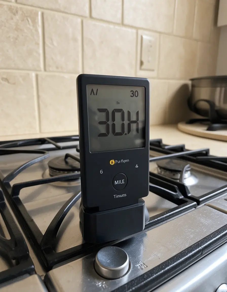 Digitaler Küchentimer auf einem Herd