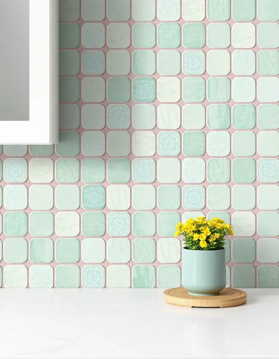 Selbstklebende Küchenrückwand-Matte mit Fliesenmuster