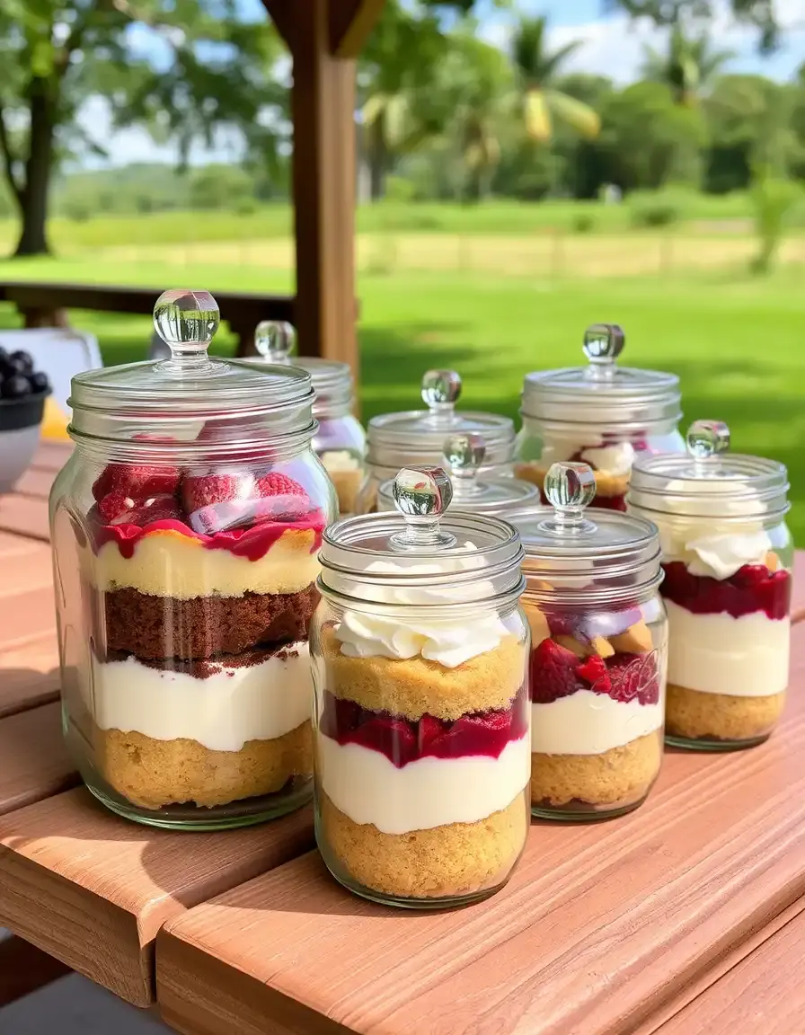 Mason Jars Set für Kuchen im Glas mit geschichtetem Inhalt