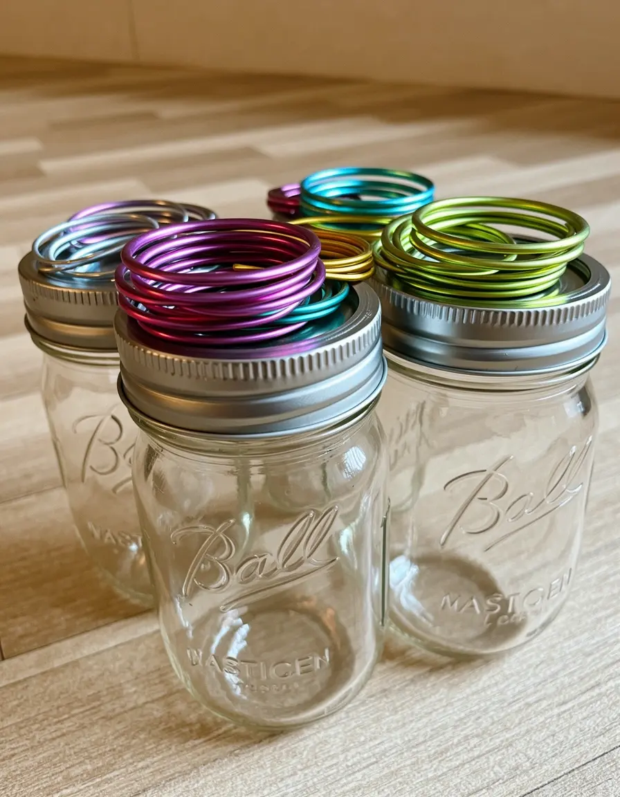 Bunte dekorative Ringe für Mason Jars