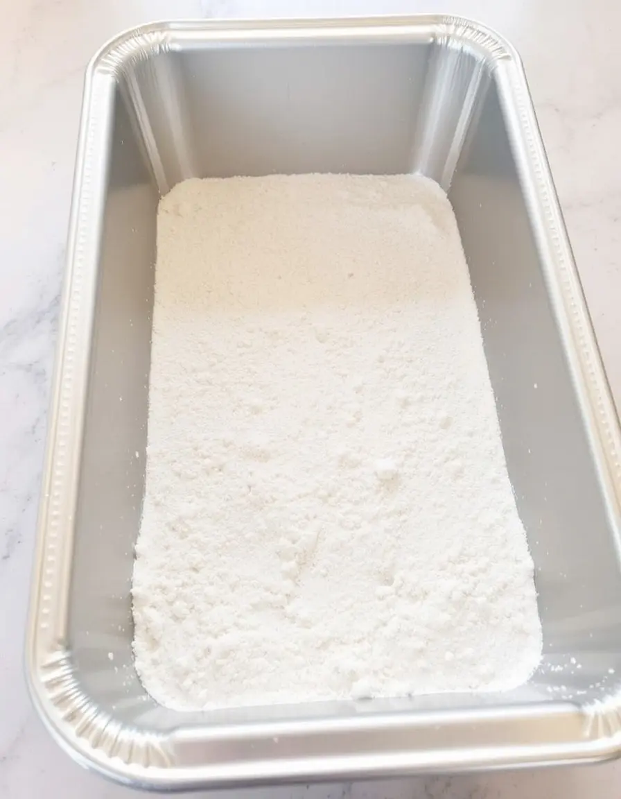 Aluminium Kuchen Kastenform mit Antihaftbeschichtung gefettet und mehliert