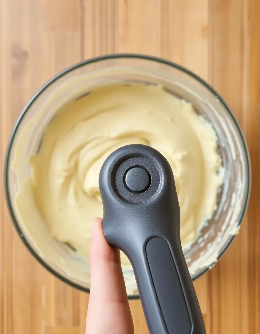 Handheld Teigmischer Werkzeug mischt Teig in einer Schüssel