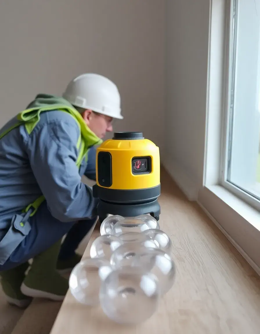 Wasserwaage für gerade Sockelleisten in der Küche