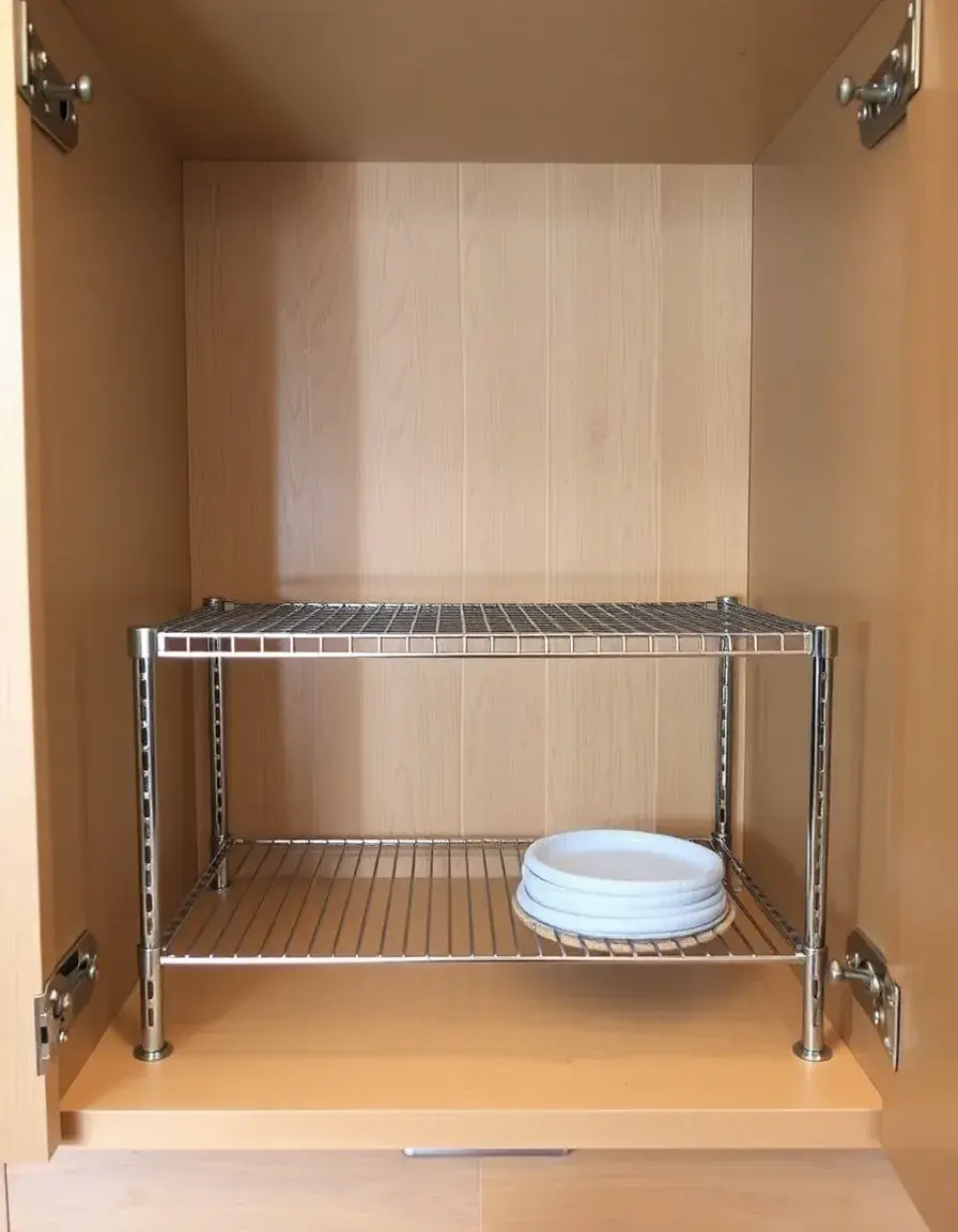 Metall Shelf Riser verdoppelt den Platz im Küchenschrank
