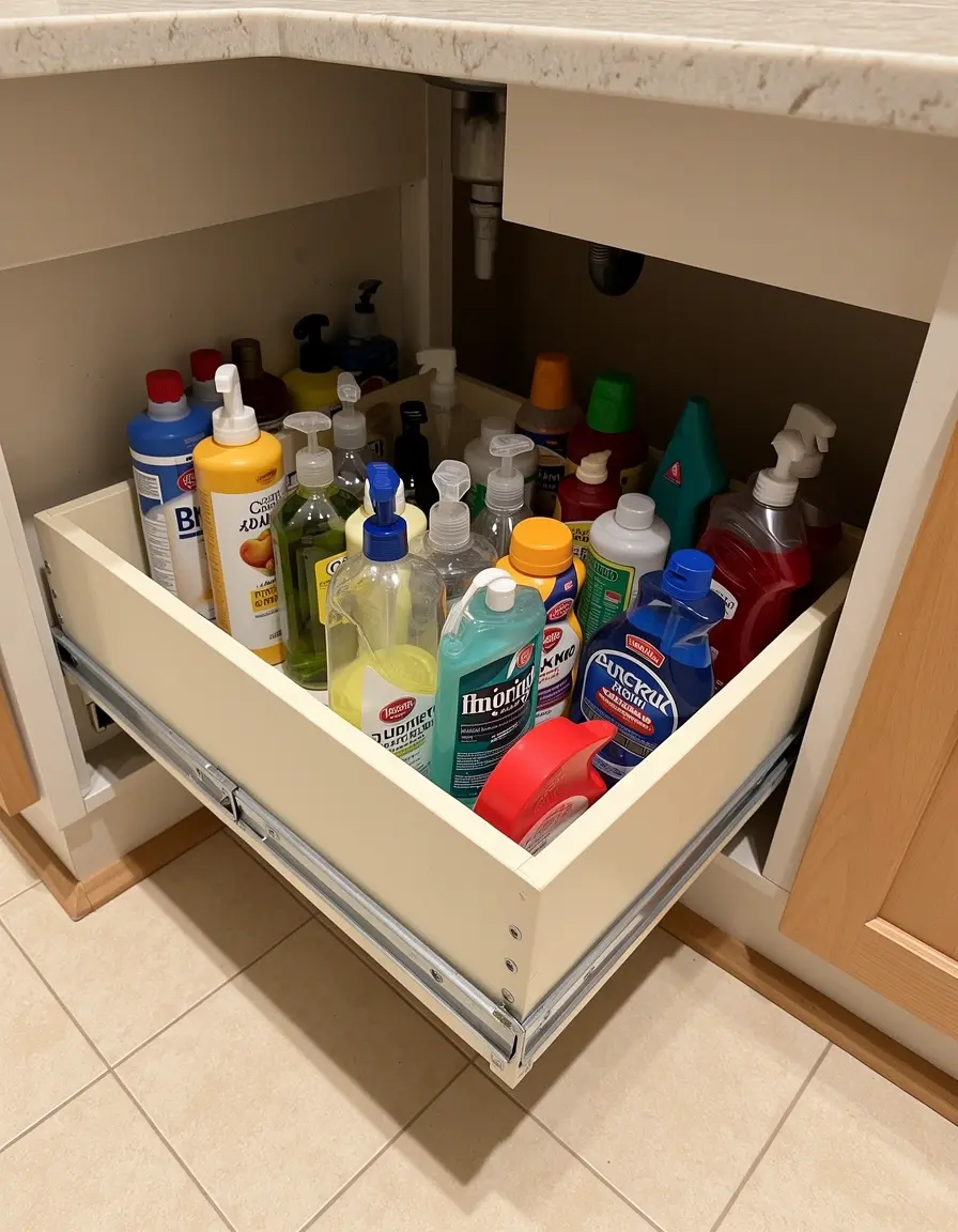 Ausziehbarer Under Sink Caddy für Reiniger und Schwämme