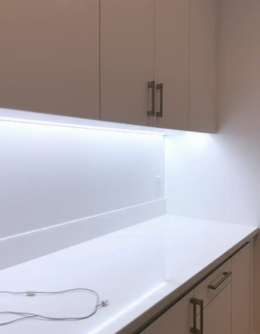 LED Streifen Beleuchtung unter Küchenschränken zur Ausleuchtung der Arbeitsplatte