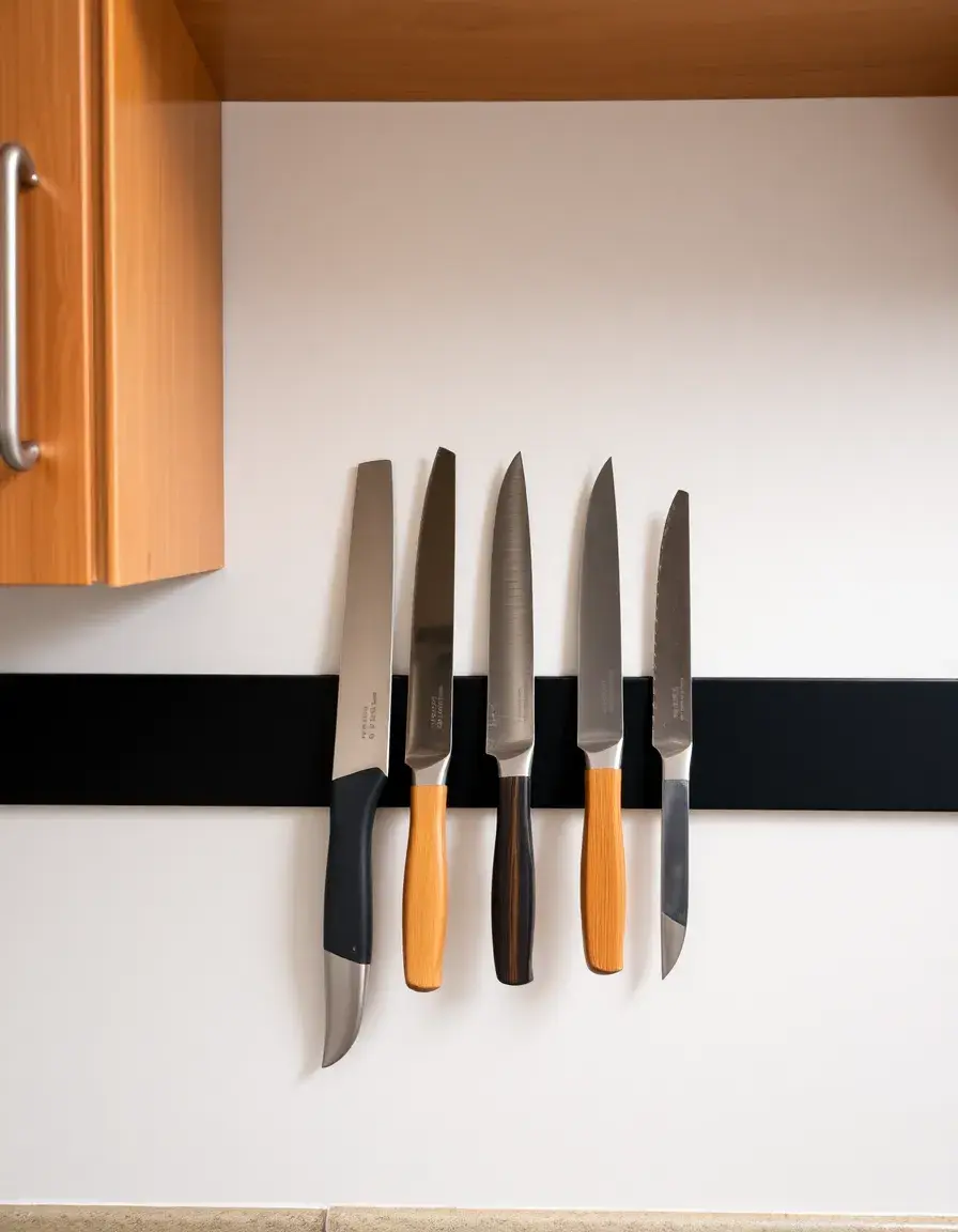 Magnetische Messerleiste unter dem Schrank montiert