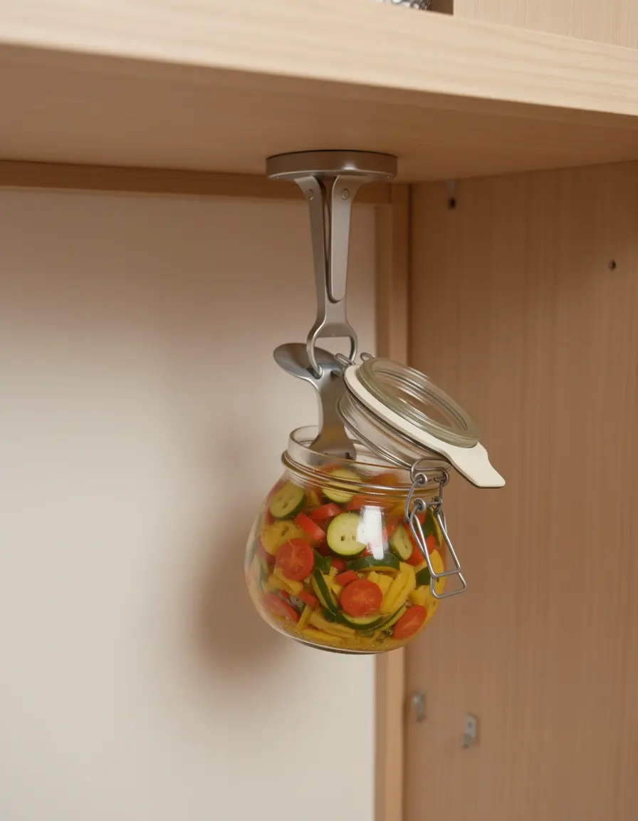 Unter dem Schrank montierter Glasöffner im Einsatz