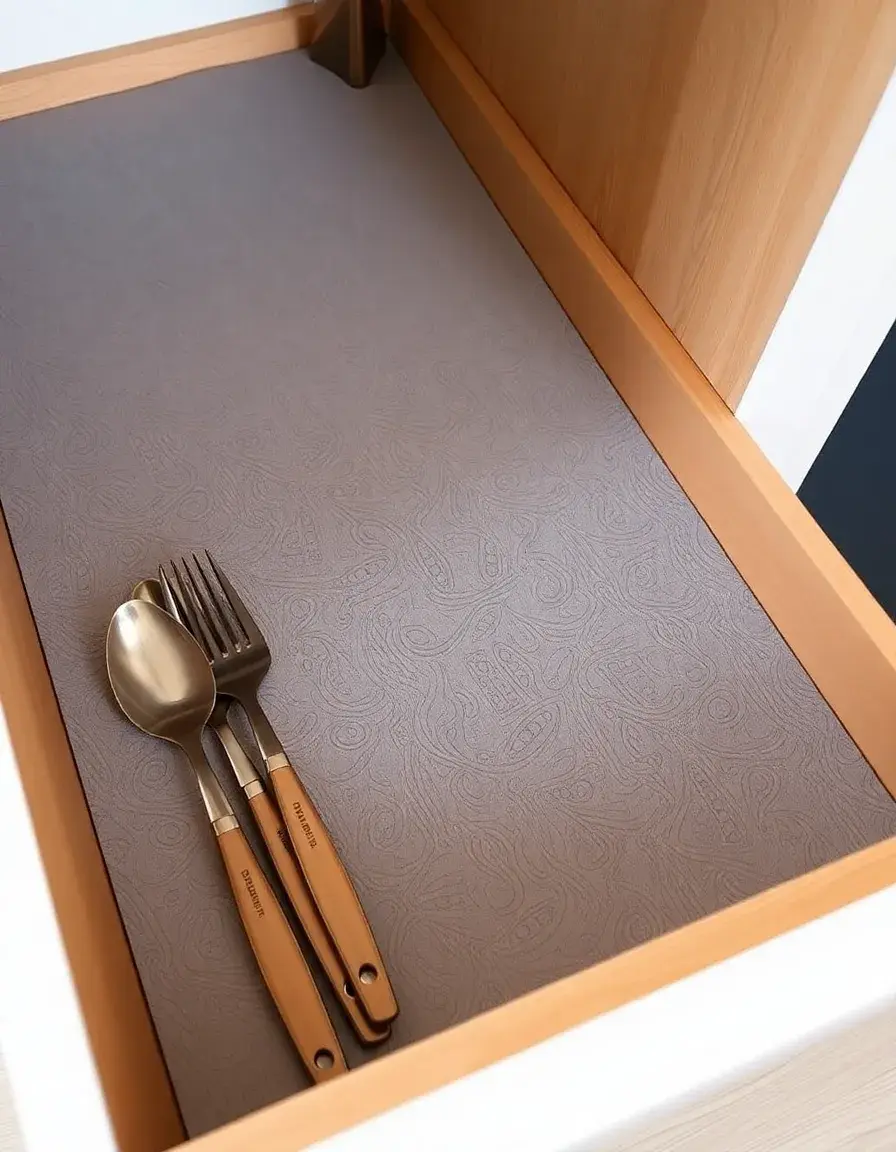 Antirutschmatte Drawer Liner in einer Küchenschublade