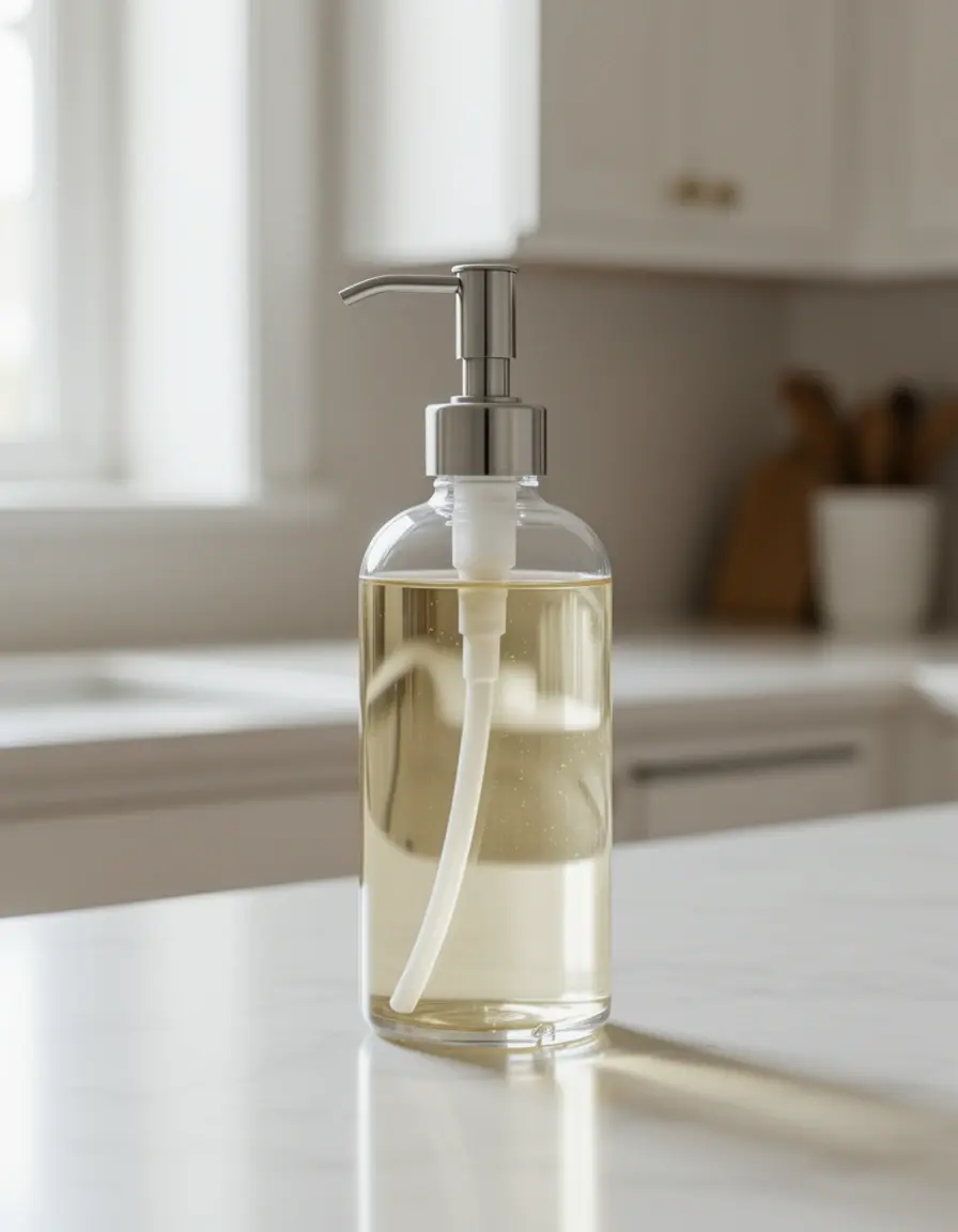 Eleganter Seifenspender aus Glas für die Küche