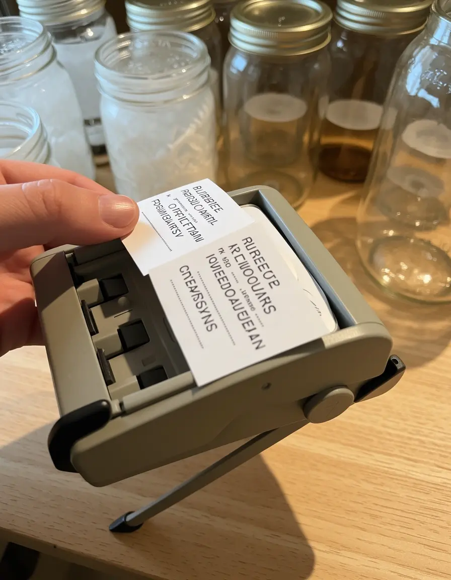Handbeschriftungsgerät für Vorratsgläser in der Küche