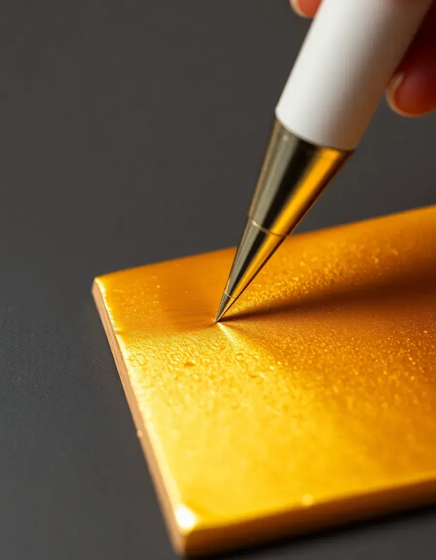 Gold Leaf Applicator für essbares Blattgold auf Dubai Kuchen