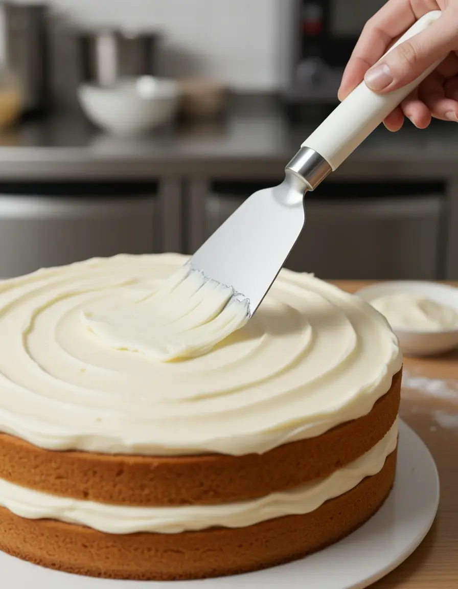 Winkelpalette zum Verstreichen von fettarmer Creme auf Kuchen