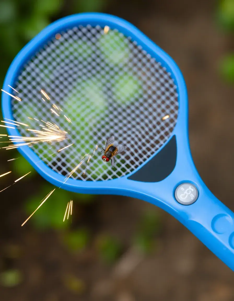 Elektrische Fliegenklatsche im Einsatz gegen Insekten