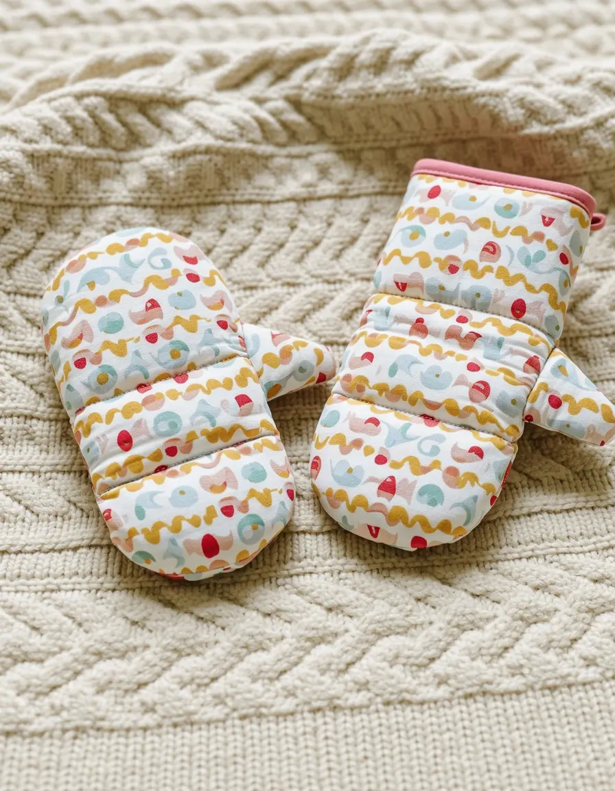 Kleine gepolsterte Ofenhandschuhe für Kinder mit Muster