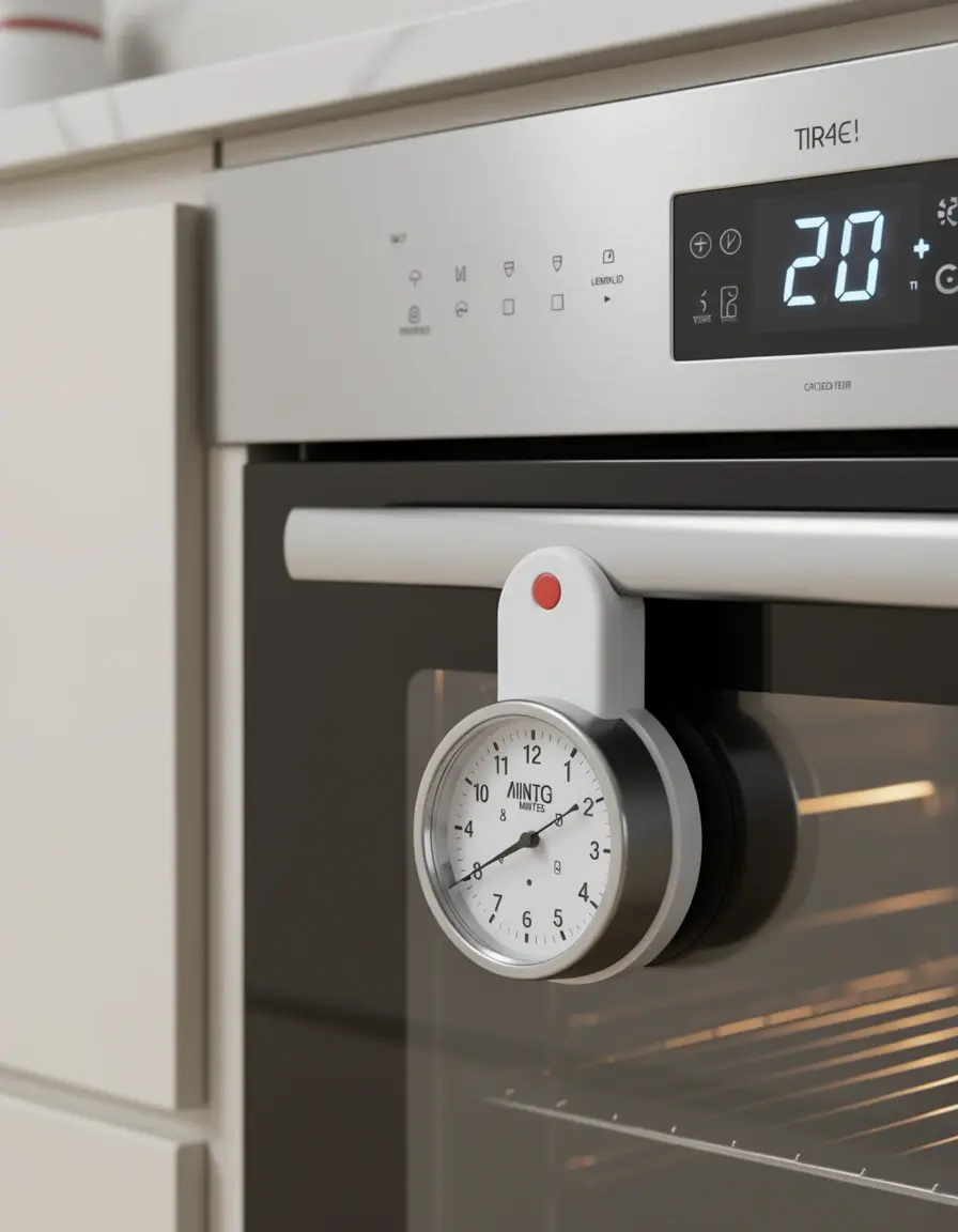 Digitaler Küchentimer magnetisch am Ofen befestigt