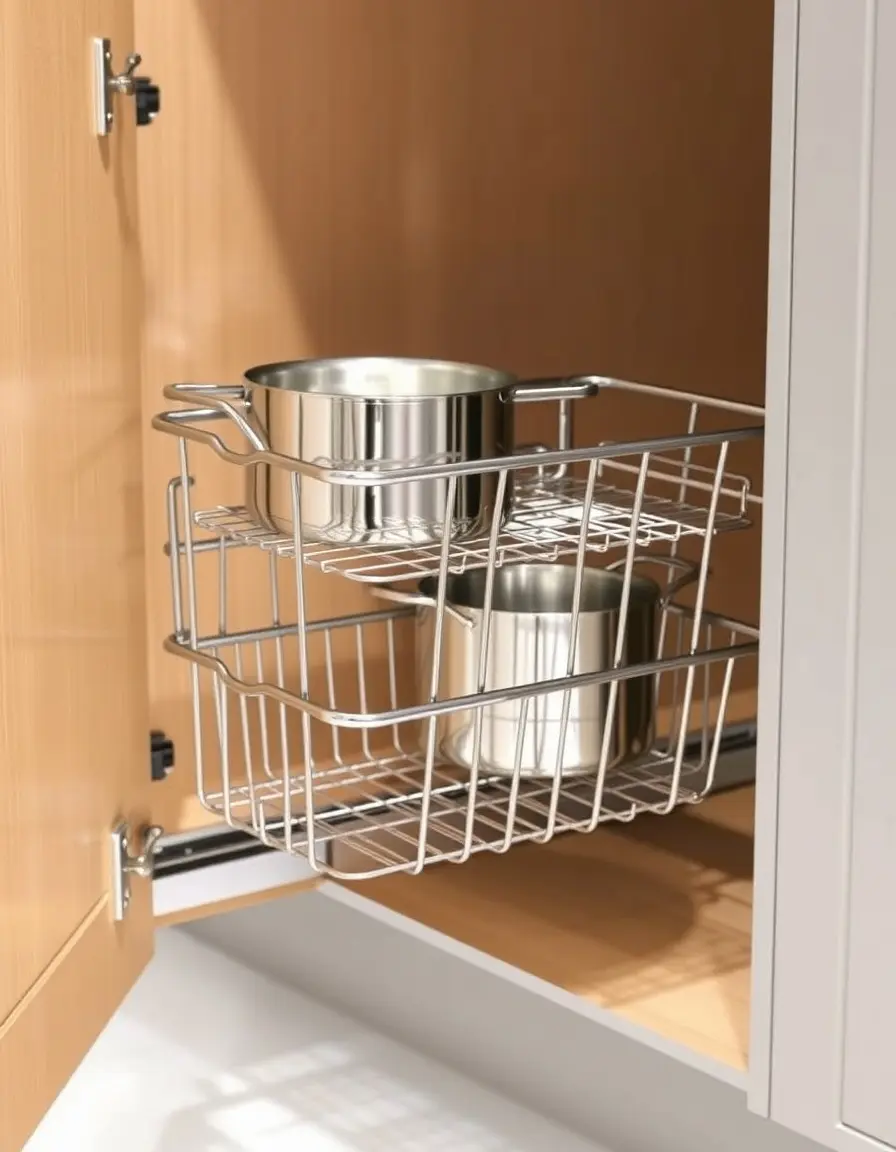 Ausziehbarer Schrank-Organizer aus Chrom für Töpfe