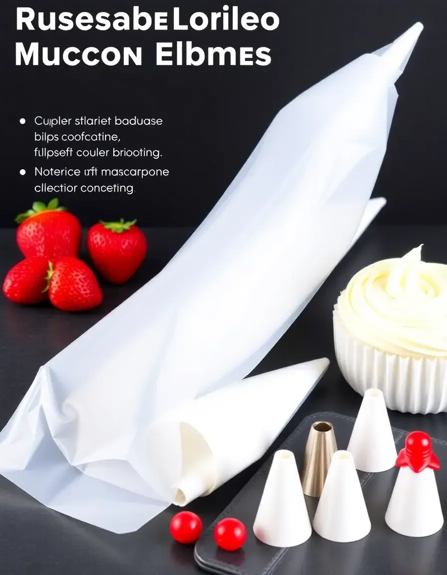 Reusable silicone piping bags for mascarpone frosting