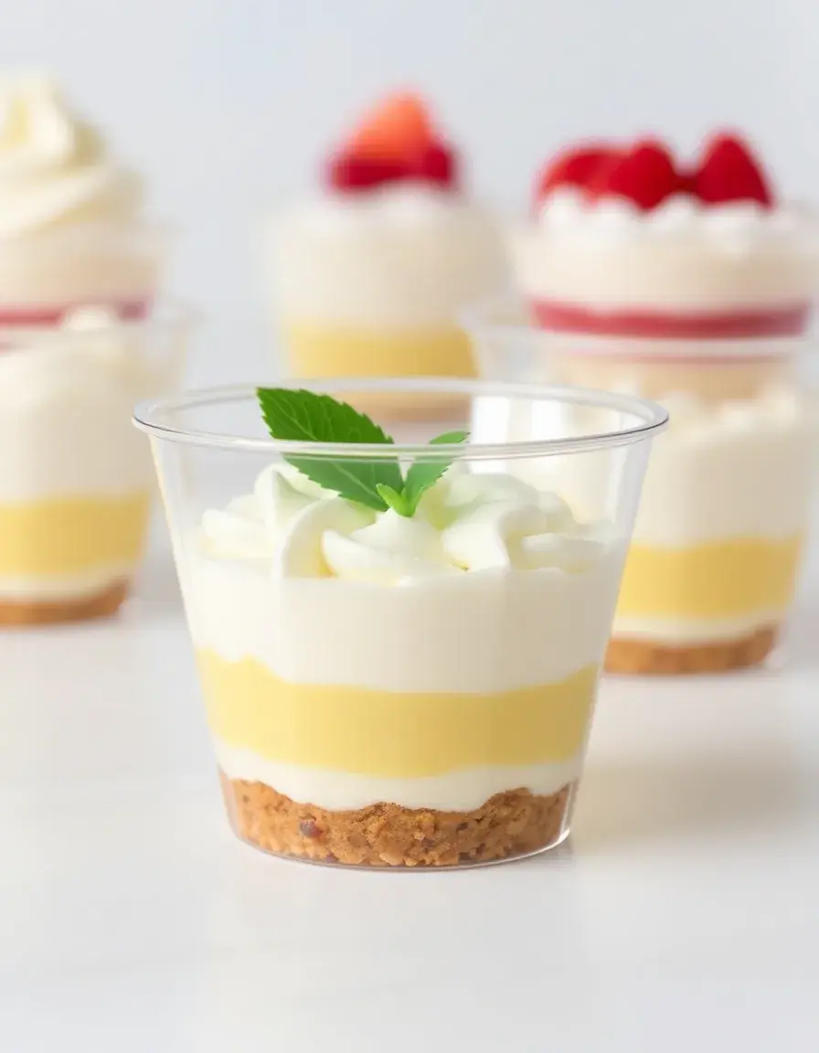 Set aus kleinen Dessertgläsern für Schichtkuchen