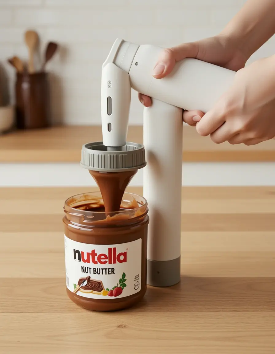 Batteriebetriebener Mixer zum perfekten Aufrühren von Nussbutter und Nutella