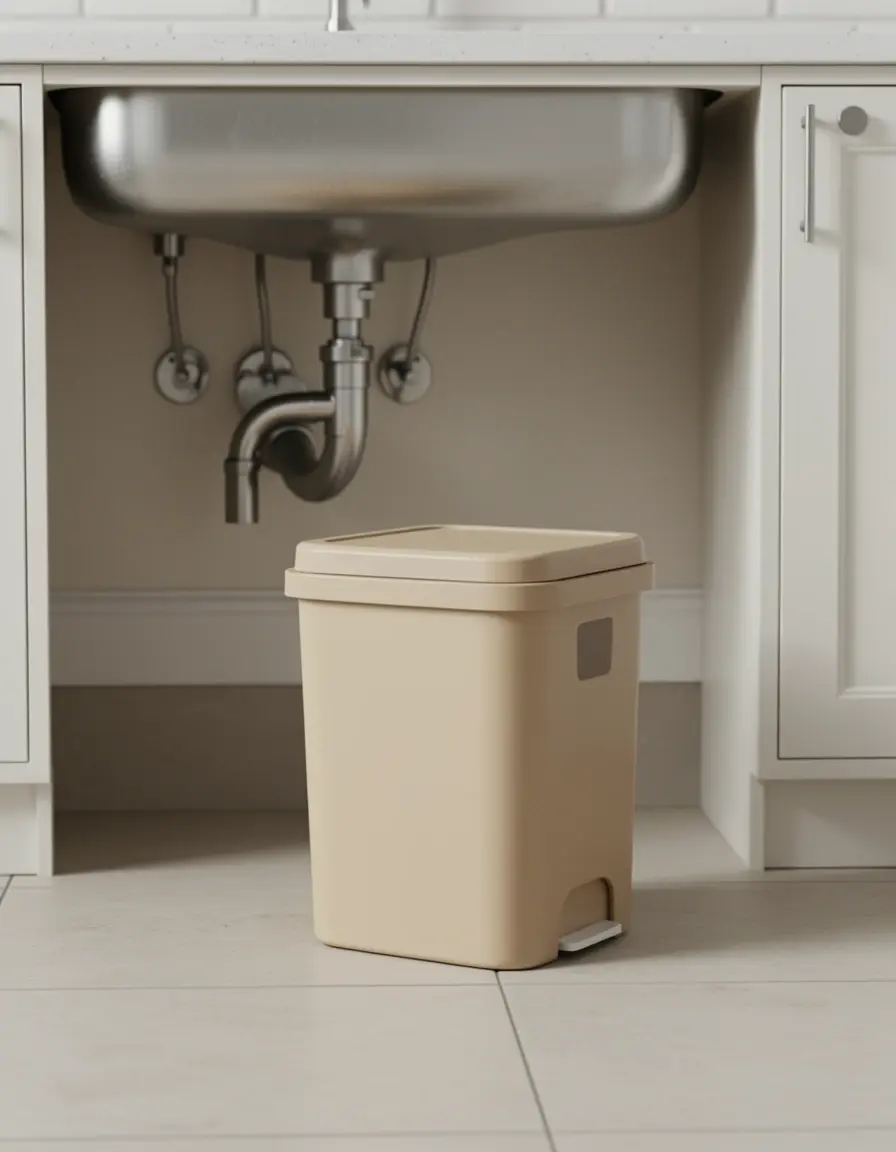 Kleiner beiger Mülleimer 5L für die Küche