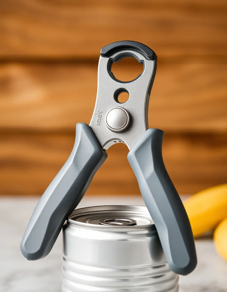 Ergonomischer grauer Dosenöffner für müheloses Öffnen
