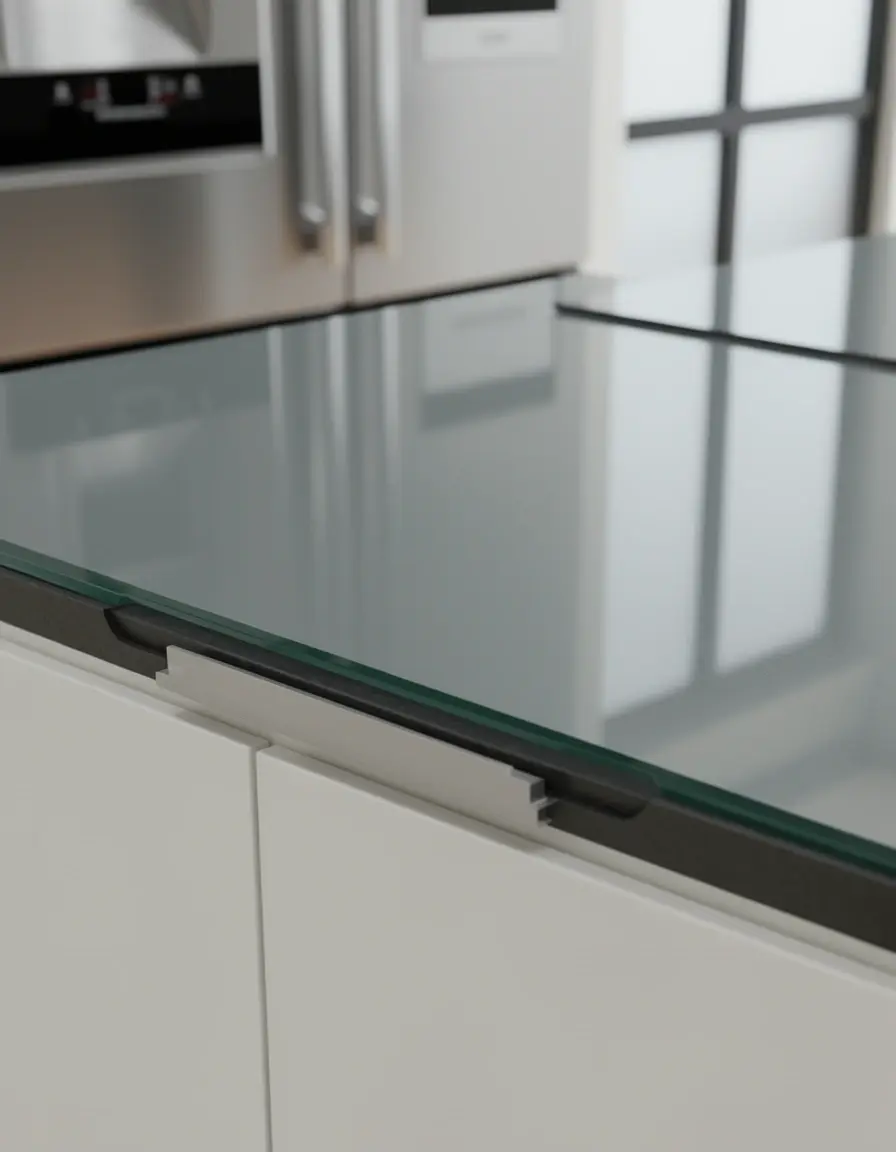 Arbeitsplattenschutz aus grauem Sicherheitsglas