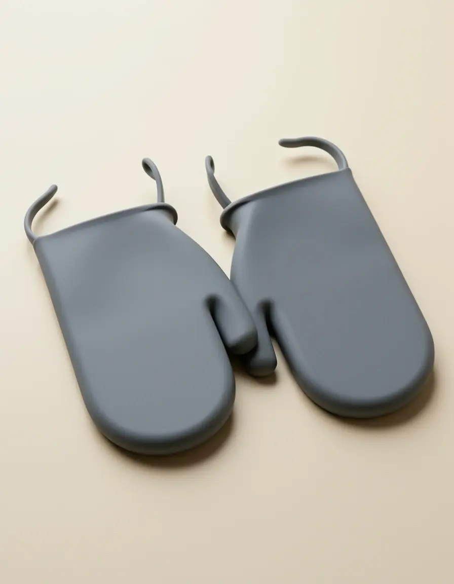 Hitzebeständige Ofenhandschuhe aus grauem Silikon