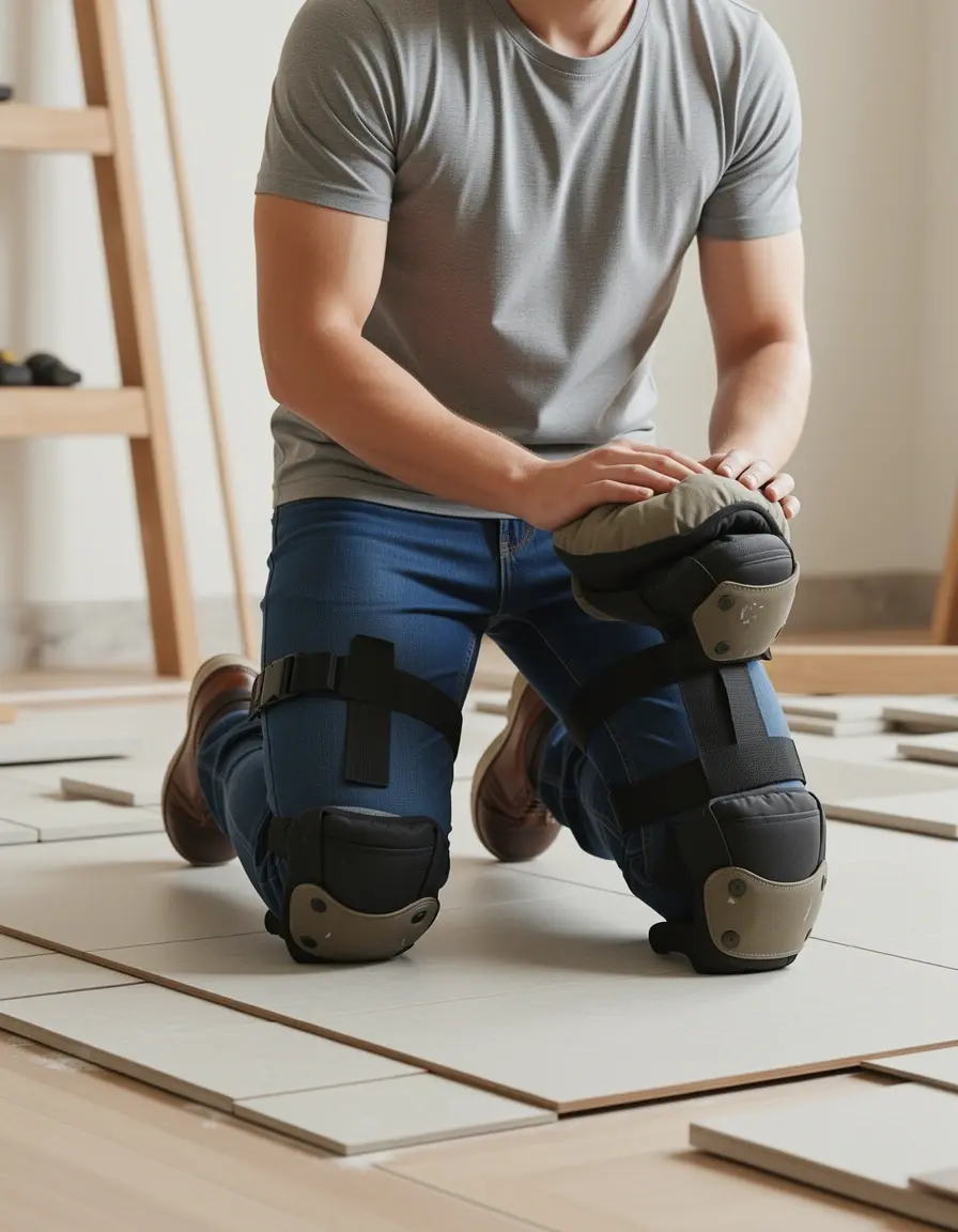 Gepolsterte Knieschoner für komfortables Arbeiten beim Fliesenlegen