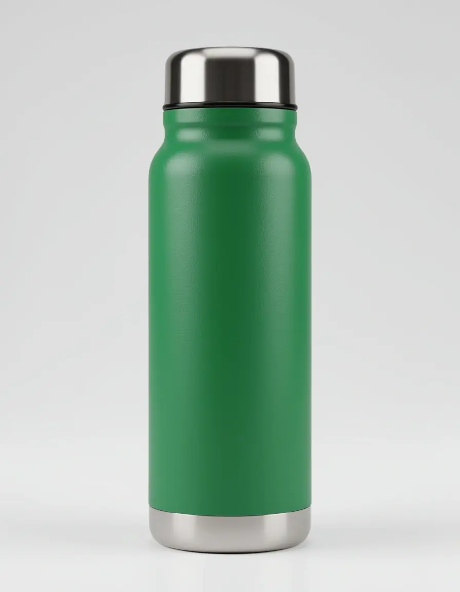 Isolierte Trinkflasche aus Edelstahl mit grüner Beschichtung