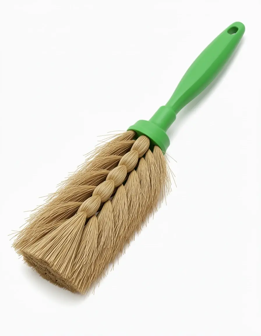 Spülbürste mit grünem Griff und Naturborsten für nachhaltiges Geschirrspülen