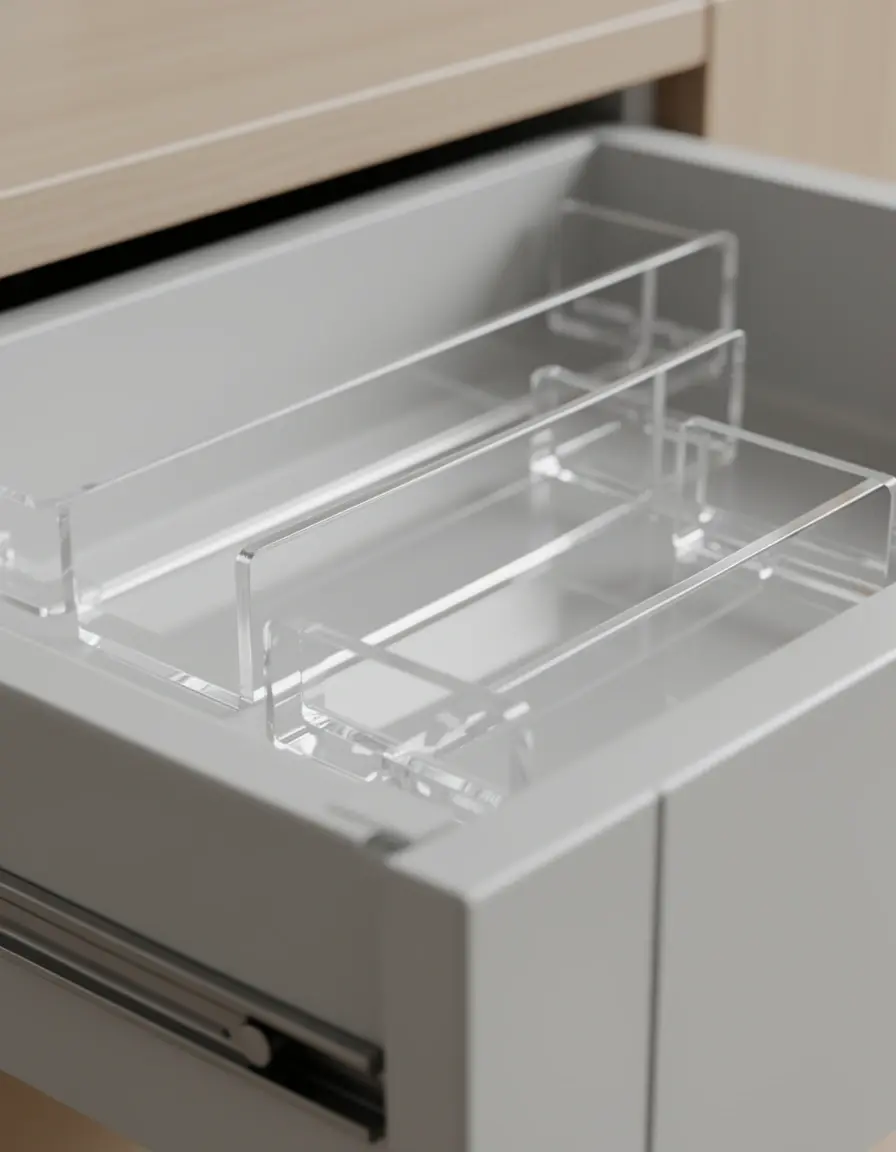 Verstellbare Trennwände aus Acryl für Küchenschubladen