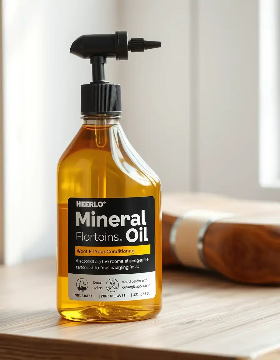 Mineralölflasche zur Holzpflege in einer Küche mit Block