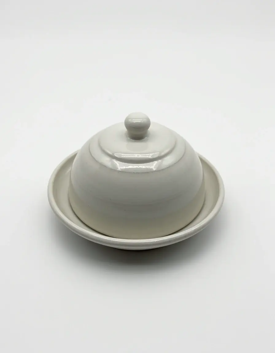Keramik Butterdose Butter Dish Ceramic mit Glockendeckel im Landhausstil