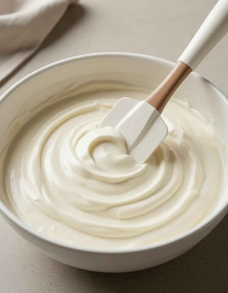 Gummispatel zum Unterheben der Schmandcreme