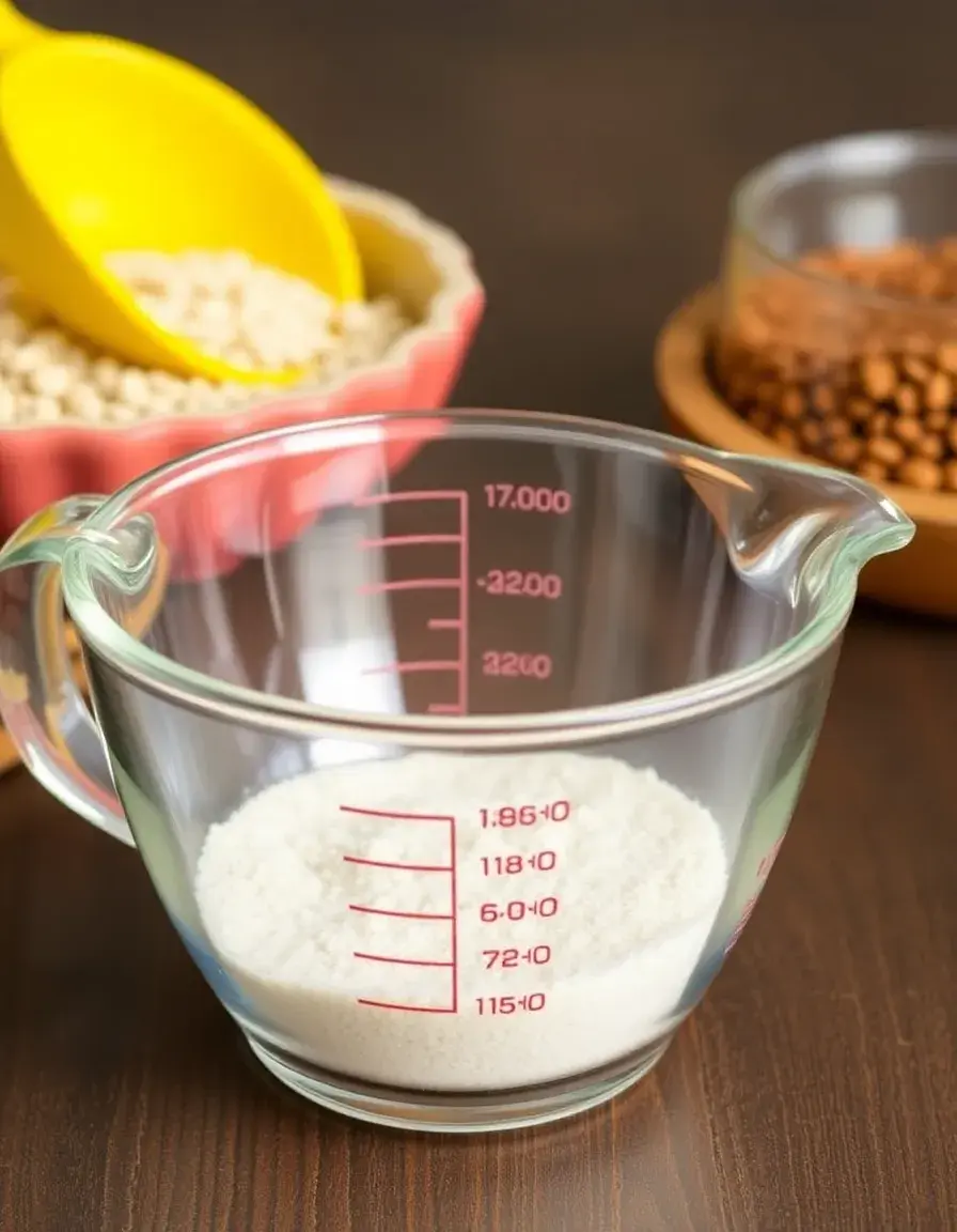 Messbecher für Flohsamenschalen zur Bindung von glutenfreien Teigen