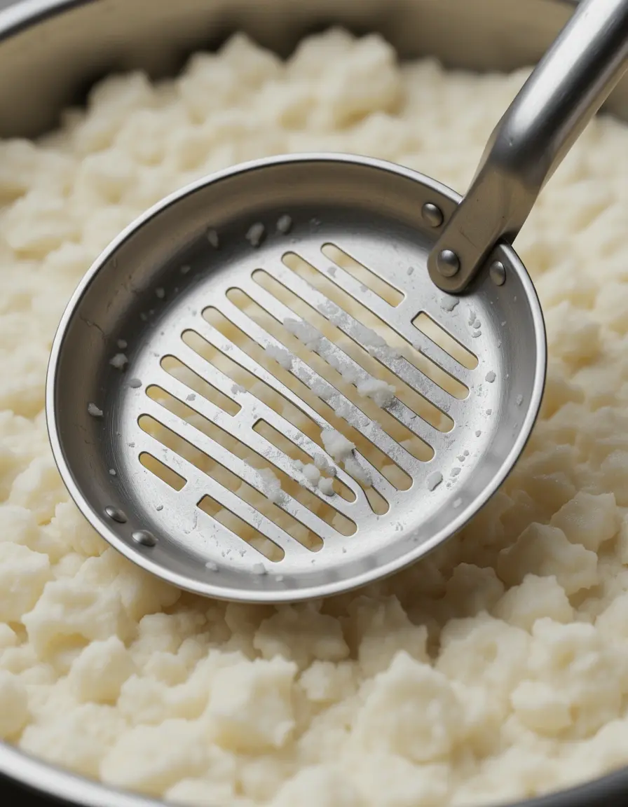 Schlitzlöffel für Quarkbruch – sanftes Schöpfen